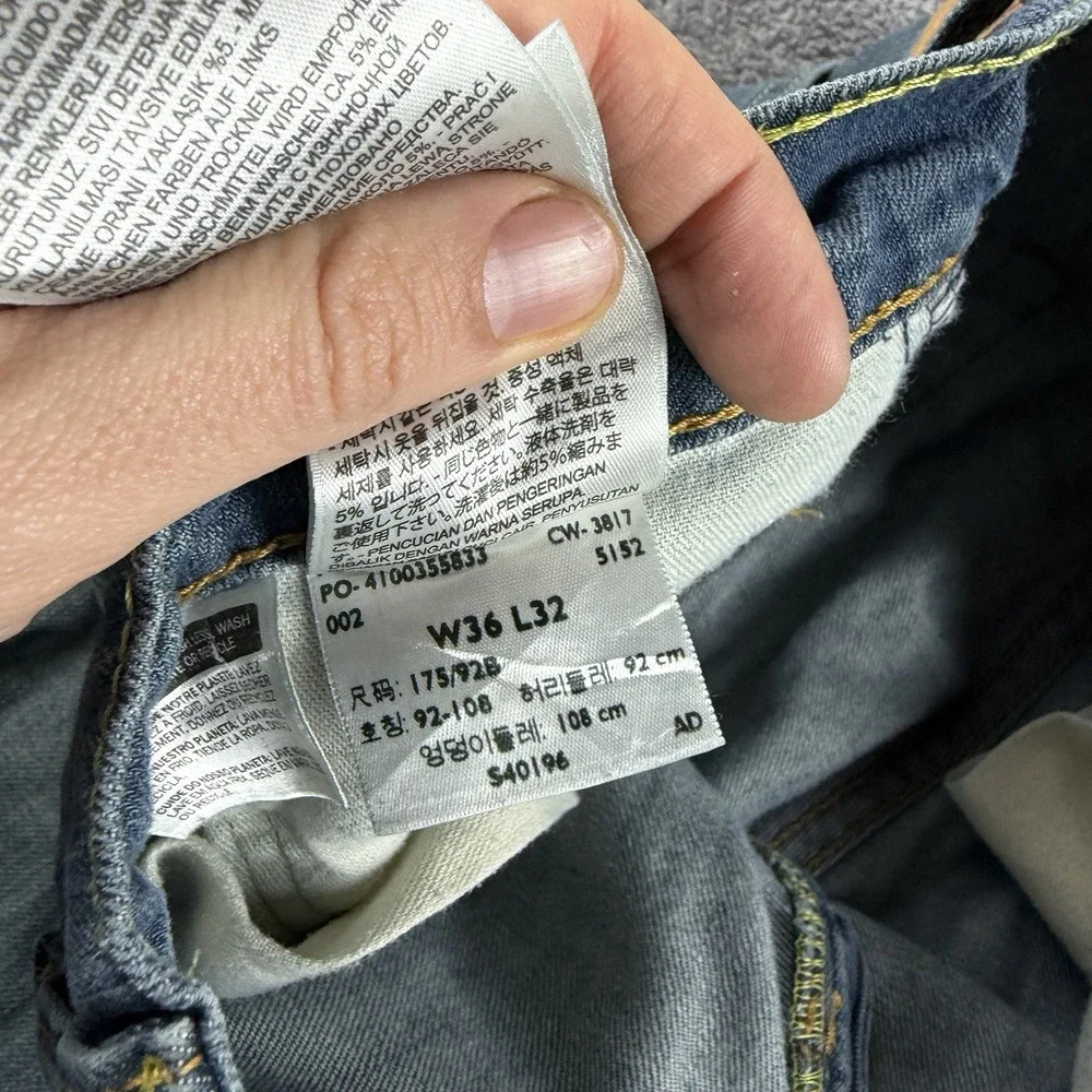 Levis 511 Slim Fit Skinny Jeans‎ Mens 36x32 Blue Medium Wash Mid Rise